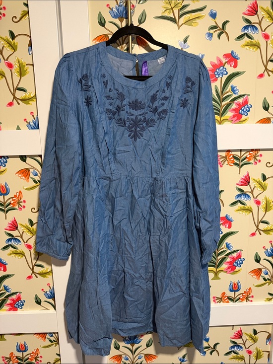 Seraphine Dresses & Skirts - Seraphine Maternity/Nursing Blue Embroidered Long Sleeve Dress